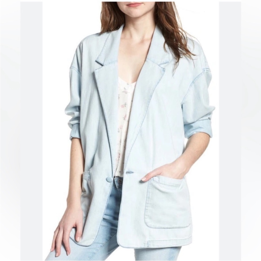AG Adriano Goldschmied Oversized Chambray Denim Blazer Jacket